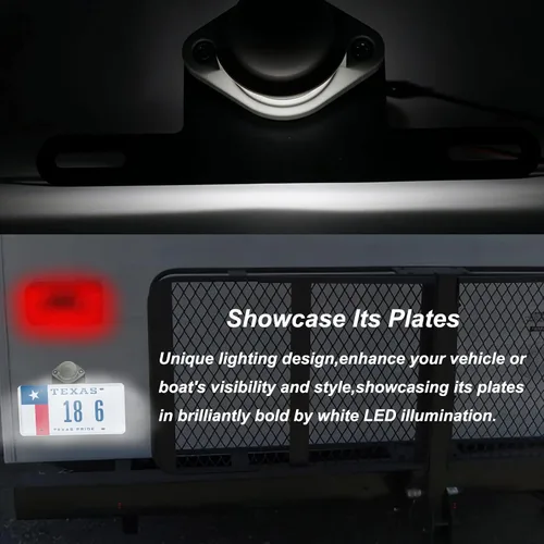 Vista 3 de Luz de matrícula LED [+Montaje con soporte] Lámpara de placa de número Luz de remolque Impermeable 12V/24V DC Luces de etiqueta de matrícula