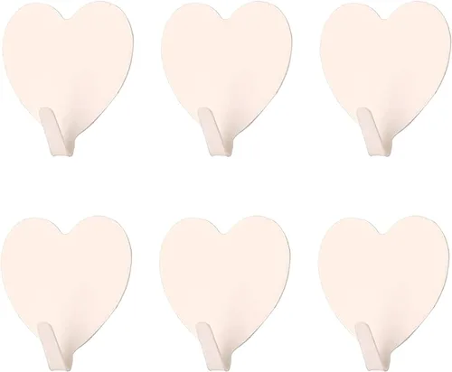 Vista 10 de JtmyAota Paquete de 6 ganchos decorativos de pared en forma de corazón, gancho de pared adhesivo fuerte de acero inoxidable para el hogar, cocina