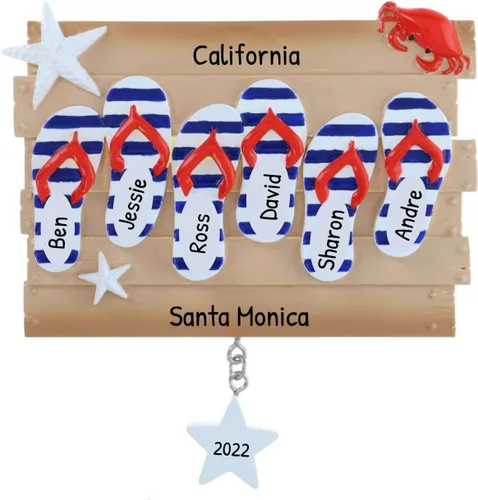Vista 4 de Adorno personalizado para parejas 2024 – Adorno de chanclas, regalos para parejas, adornos de Navidad para parejas, playa, boda, playa, adornos