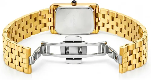 Vista 3 de Relojes dorados para mujer, pulsera vintage, esfera romana, rectangular, ultrafina, con herramienta de ajuste