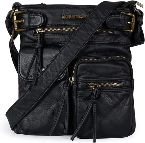 Vista 11 de Montana West Crossbody Bag for Women Multi Pocket Shoulder Medium Travel Purses Ultra Soft Washed Leather