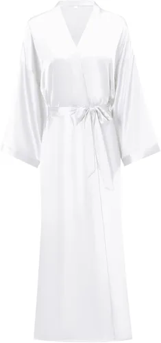 Vista 9 de Batas largas de satén suaves para mujer, batas largas de seda de longitud completa, kimonos, bata de baño sedosa, bata de baño Estampado floral