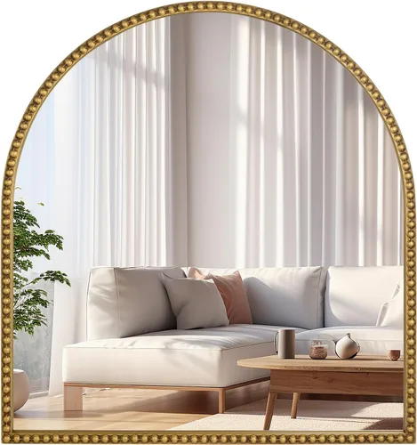 Vista 22 de Espejo de pared para baño, espejo rectangular de 24 x 36 pulgadas, marco de cuentas de esquina redondeada, espejo de tocador grande que se cuelga