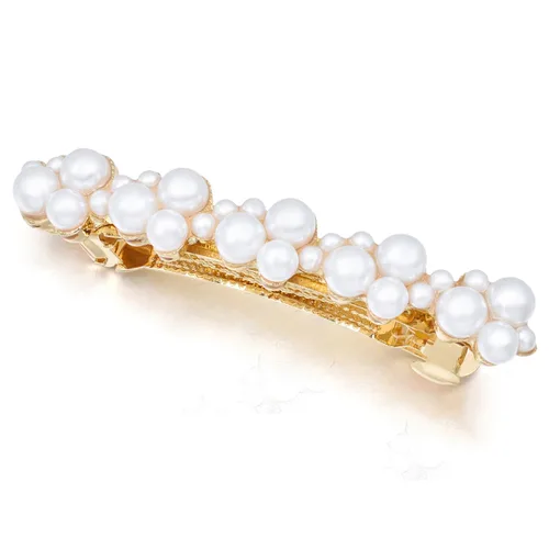 Vista 7 de Pasadores de pelo de perlas, pinzas de cristal para el cabello, diseño francés, para novia, diamantes de imitación, elegante soporte para cola