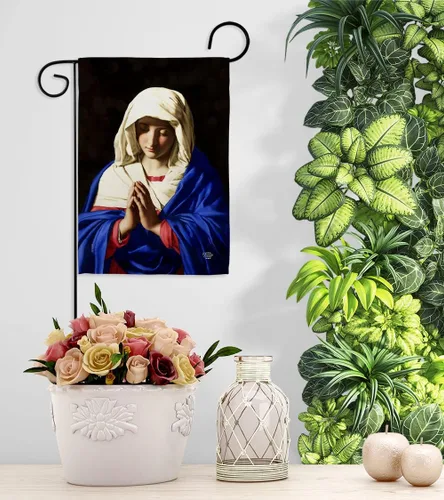 Vista 9 de Ornamento colección virgen en oración bandera de jardín religiosa fe esperanza gracia paz, paloma religiosa, religión cristiana, decoración