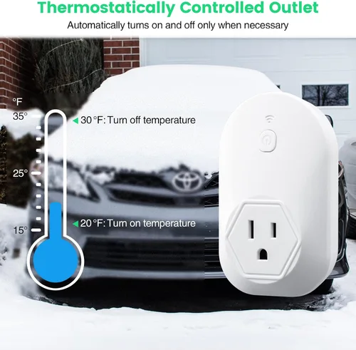 Vista 2 de Toma de corriente controlada termostáticamente, termostato de protección contra congelación enchufable para aplicaciones automotrices, se enciende