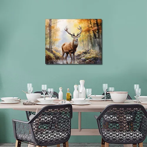 Vista 2 de TUMOVO Pintura de ciervos por números, pintura de flores por números para adultos, animales salvajes, pintura por números, niños sobre lienzo