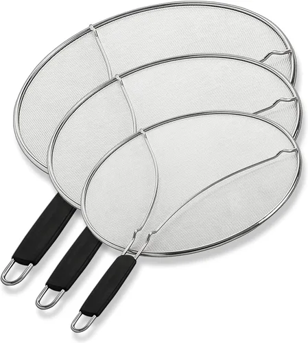 Vista 11 de Pantalla contra salpicaduras para sartén, protector de salpicaduras de grasa de acero inoxidable de 9.5 pulgadas, cubre salpicaduras de aceite