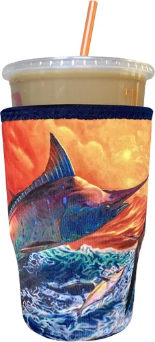 Vista 58 de Funda Koverz para café helado, funda aislante de neopreno para taza, se ajusta a una taza de café de 32 Oz., lavable y reutilizable, accesorios