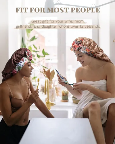 Vista 6 de Gorro largo de satén para trenzas, capó de seda para dormir, banda elástica para mujeres negras, cabello rizado