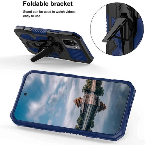 Vista 4 de Funda para Xiaomi Redmi Note 10 4G/Redmi Note 10S con [Paquete de 2] Protector de pantalla de vidrio templado, funda híbrida resistente de doble