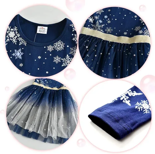 Vista 5 de VIKITA Vestidos de invierno para niñas de manga larga para niñas pequeñas, vestidos de tul para fiestas de 3 a 12 años