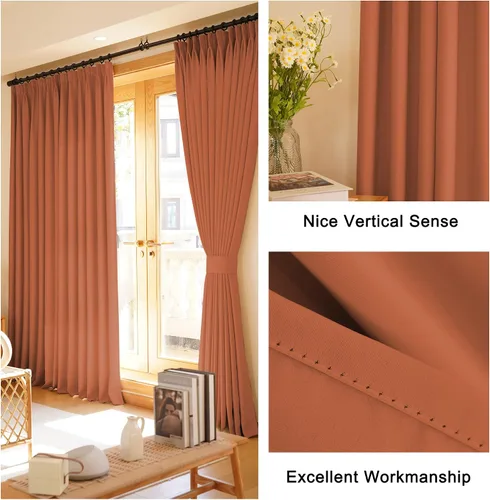 Vista 36 de HUTO Cortinas Plisadas de Pinzas Opacas con Aislamiento Térmico para Oscurecer la Habitación, Panel de Tratamiento de Ventana para Sala de Estar