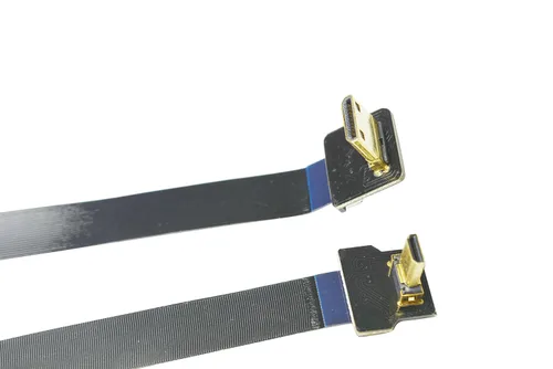 Vista 9 de Permanent Negro 50CM FPV Flat Slim HDMI Cable Micro HDMI Macho 90 grados de ángulo a Mini HDMI macho 90 grados para cardán sin escobillas Handhold