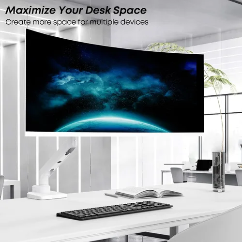 Vista 5 de Brazo de monitor de alta resistencia para pantallas de 17 a 49 pulgadas de hasta 44 libras, soporte de escritorio de abrazadera única ultraancho
