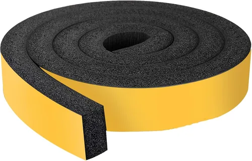 Vista 12 de Espuma de aire acondicionado, 2 rollos, 1 pulgada de ancho x 1 pulgada de grosor, total de 13 pies de largo, tiras de espuma con adhesivo para Negro
