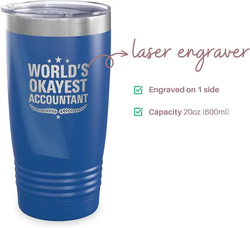 Vista 2 de World's Okayest Accountant - Vaso de regalo para compañeros de trabajo, regalo para miembros de la familia, regalos de Navidad, tazas de café