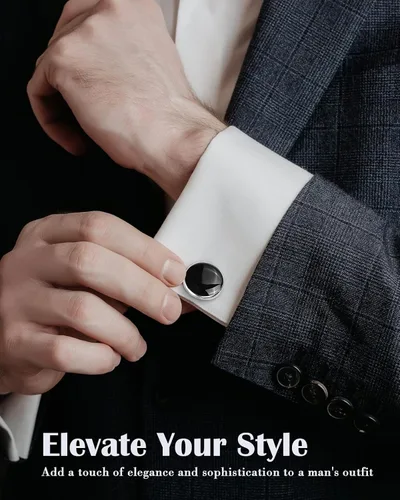 Vista 18 de Lictin Men's Cufflinks Cuff Links for Men, Stainless Steel Tuxedo Shirt Cuff Links Set