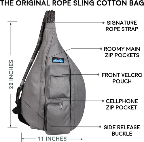 Vista 6 de KAVU Bolsa de hombro, bandolera de cuerda original con correa de hombro de cuerda ajustable