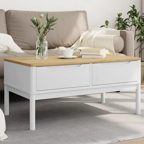 Vista 11 de Mesa de centro para salaMesa de centro para salaMesa de café Floro Wax Brown 39"x21.9"x17.7" Madera de pino macizaAdecuado para dormitorios, salas