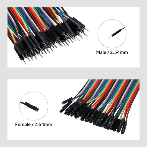 Vista 7 de ELEGOO 120 piezas de cables Dupont multicolor de 40 pines macho a hembra, 40 pines macho a macho, 40 pines hembra a hembra, kit de cables de puente