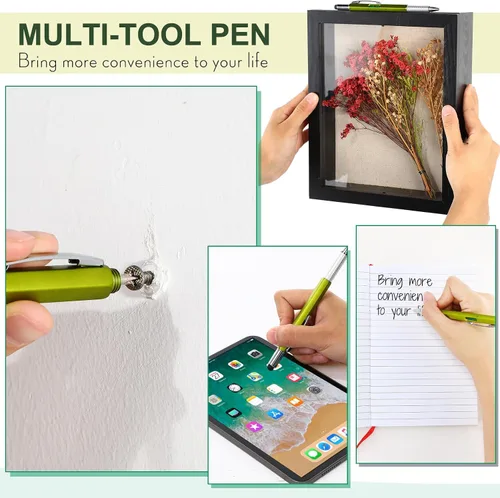 Vista 6 de Cuaderno impermeable de 24 piezas con juego de bolígrafos multiherramienta que incluye 3 x 5 bloc de notas de bolsillo en espiral superior y Verde