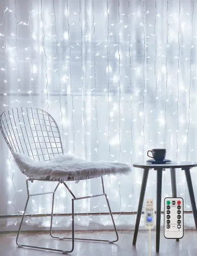 Vista 11 de suddus Luces de Cortina para Dormitorio, 90 Luces LED de Cadena Colgantes para Exteriores, Luces de Cortina de Hadas para Interiores para Navidad