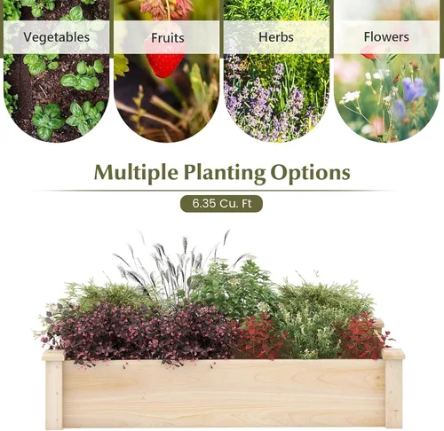 Vista 5 de Conjunto de cama de jardín elevada de madera Giantex, caja de plantación rectangular para verduras, frutas, flores, hierbas, cama de plantación