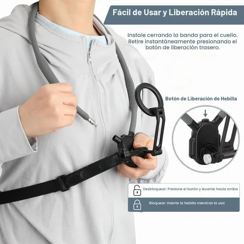 Vista 4 de Soporte de teléfono para el cuello para grabación, soporte magnético para el cuello para teléfonos, soporte de teléfono celular manos libres
