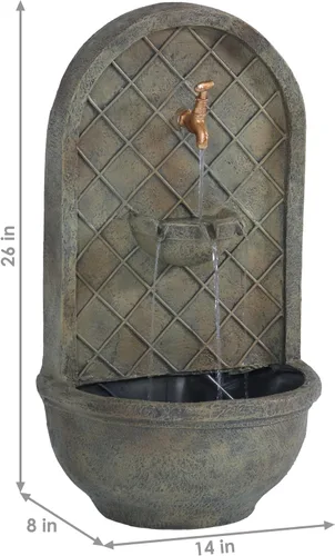 Vista 11 de Sunnydaze Messina - Fuente de agua de pared para exteriores con bomba de 26