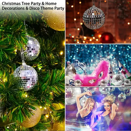 Vista 7 de 30 bolas de discoteca – Adornos de bola de discoteca con espejo colgante, decoración de fiesta de discoteca para despedida de soltera temática