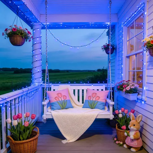 Vista 5 de JMEXSUSS 250 luces LED azules de Navidad: cadena de luces azules extensibles de 91.5 pies para interiores y exteriores, impermeable, con 8 modos