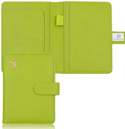 Vista 25 de Melsbrinna Funda de cuero prémium para pasaporte, impermeable, con bloqueo RFID, cartera de viaje con soporte para bolígrafo, bonito libro