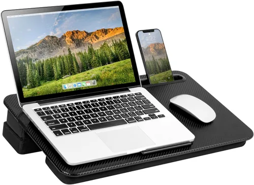 Vista 7 de LAPGEAR Escritorio elevado: mármol blanco, se adapta a portátiles de 15.6" Blanco mármol