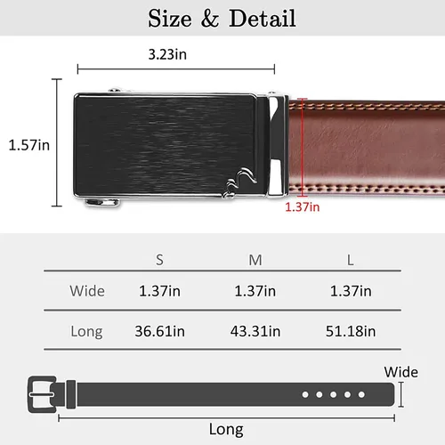 Vista 4 de Coipdfty Inclusive series Ratchet Belt for Men - Mens Belt Leather 1 38" for Casual Jeans
