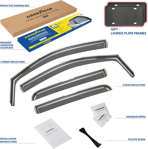 Vista 6 de Goodyear Deflectores de ventana inastillables en el canal para camiones Chevrolet (Chevy) Colorado/GMC Canyon 2015-2022 Crew Cab, protectores contra