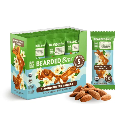 Vista 9 de Bearded Brothers Barras energéticas veganas orgánicas, sin gluten ni soja, paleo, enteras 30 Sin OMG, bajas glucémicas, altas en proteínas, fibra