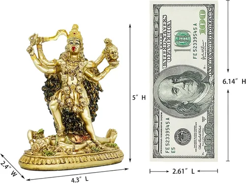 Vista 6 de BangBangDa Escultura de estatua de la diosa hindú Kali, ídolo antiguo decorativo de dios indio, figura de la diosa india del tiempo y la muerte
