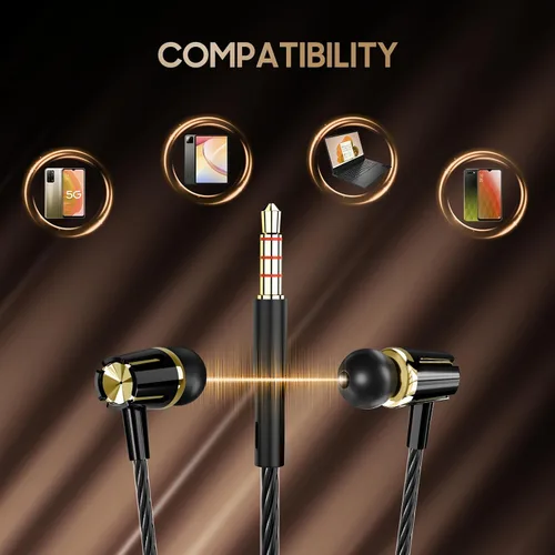 Vista 6 de Rayleigh Auriculares con cable con micrófono y graves pesados estéreo de Negro