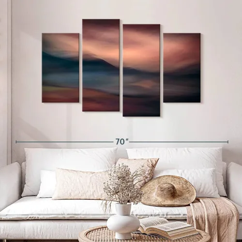 Vista 2 de Elefante Stock - Arte de pared Slocan Lake II - Lienzo horizontal de varios paneles - Decoración de pared de sala de estar de 4 piezas - Arte