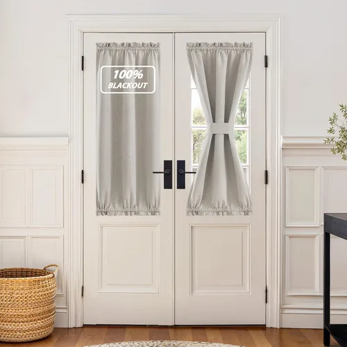 Vista 129 de NICETOWN Cortinas de Lino para Puerta Lateral - Cortinas Opacas con Aislamiento Térmico para Puerta Delantera Francesa para Sombra Pequeña