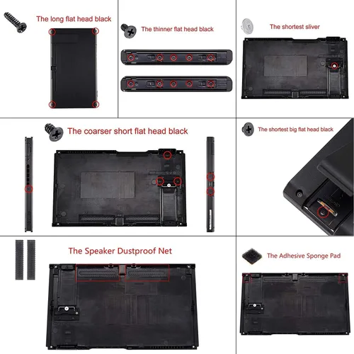 Vista 6 de eXtremeRate - Placa trasera para Nintendo Switch Console, NS Joycon con carcasa de mando de mano con botones de juego completo, carcasa de repuesto
