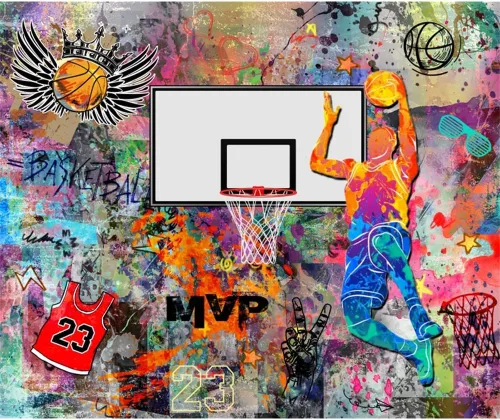 Vista 6 de Telón de fondo de baloncesto para decoración de fiesta de baloncesto, pancarta de 5 x 3 pies, foco de estadio, fotografía, telón de fondo