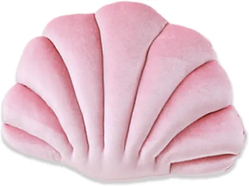 Vista 10 de Almohada con forma de concha de mar de terciopelo blanco, almohada de felpa con temática de mar y océano, almohada decorativa para cama, sofá