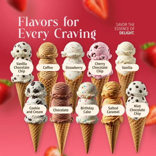 Vista 5 de Triple Scoop - Mezcla de helado de fresa prémium para hacer helados. Simple, fácil, delicioso. De mezcla gourmet a máquina en 5 minutos, hace 2