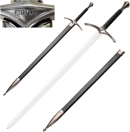 Vista 10 de Medieval Warrior Espada vikinga cruzada de la Edad Media con vaina Negro-933
