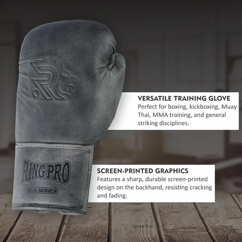 Vista 5 de Ring Pro Leather Lace-Up Cracker Boxing Gloves, for Training, Sparring, and Heavy Bag Work, Boxing, MMA, Kickboxing, Muay Thai, for Men and Women