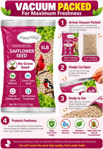 Vista 2 de Happy Wings - Alimento para pájaros con semillas de cártamo de 5 libras
