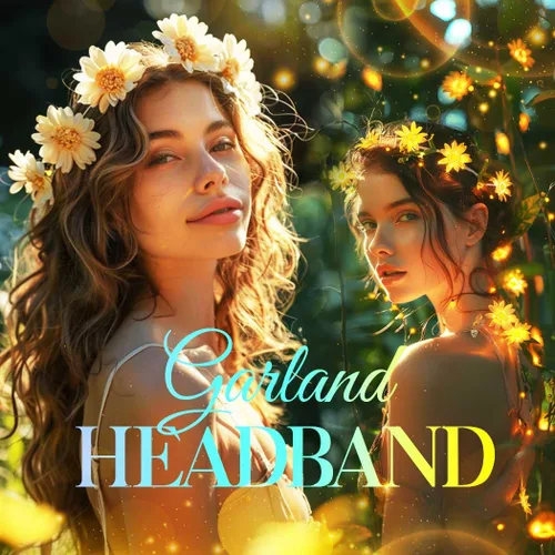 Vista 3 de GORTIN Diadema de girasol iluminada con flores de margarita, accesorios para el cabello hippie bohemio para mujer