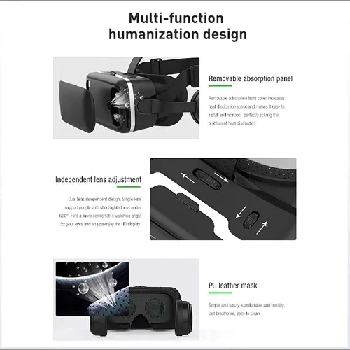 Vista 3 de Virtual Reality VR Headset, 3D Glasses Headset VR Goggles, Virtual Reality Glasses with Adjustable Earphones & One-Button Call Answering, for Gaming